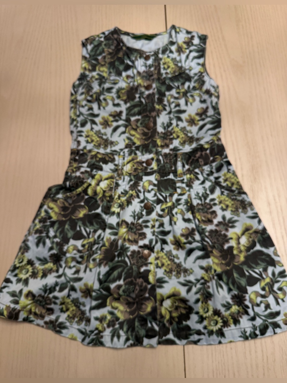 Oilily girls size 128 8 floral green jumper dress sleeveless rare